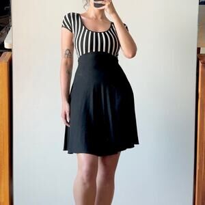 Vintage 90s CACHÉ Black & White Stripe Mini Dress